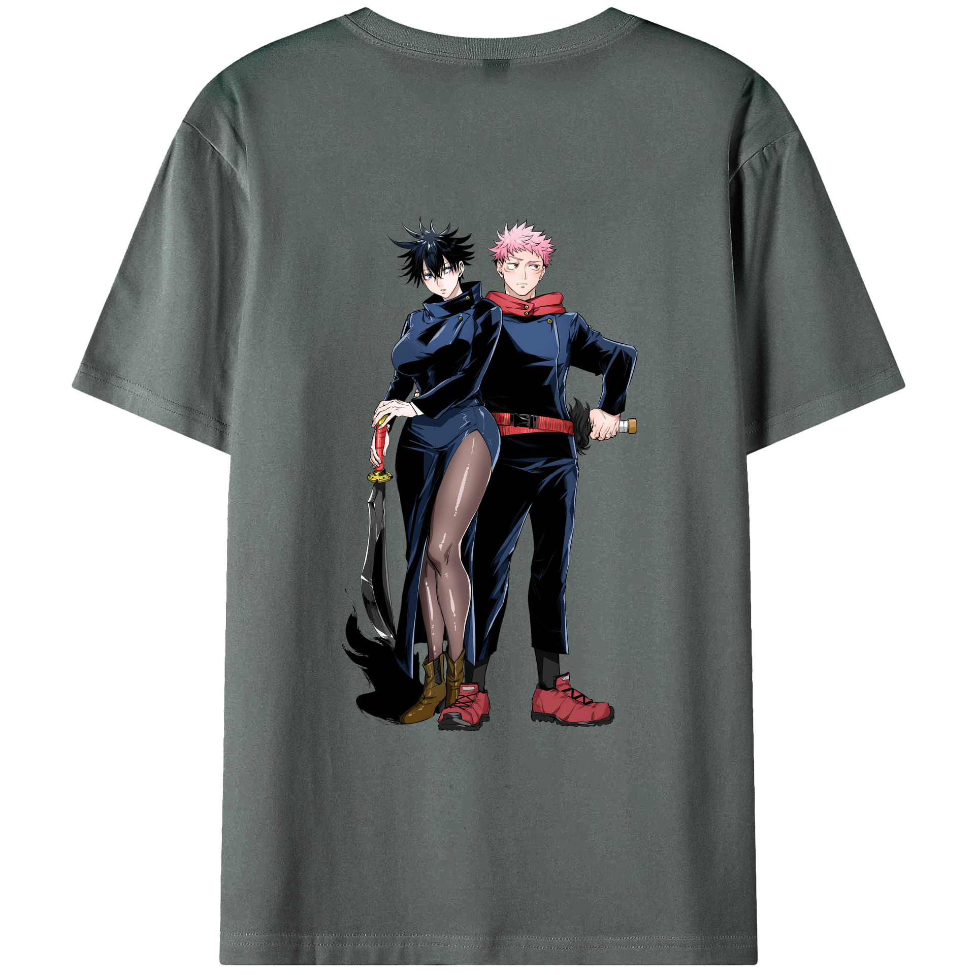 （画像用） 呪術廻戦 Jujutsu Kaisen 綿100％ メンズ半袖Tシャツ（バックプリント） 通気性